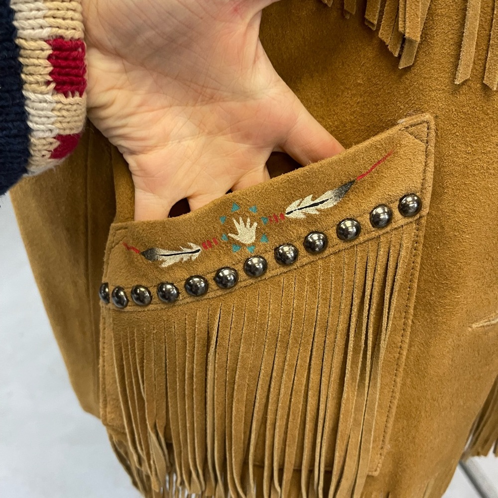 Women's Western Tan Suede Jacket with Horse Motif - Picture 6 of 11